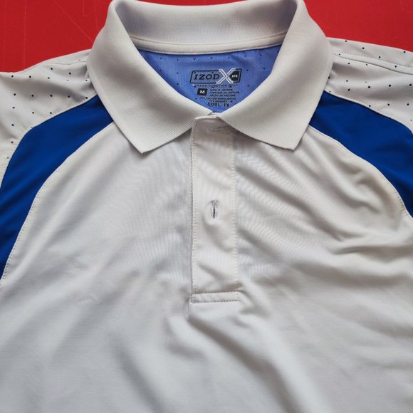Izod XFG cool-fx white blue golf athletic shirt men's size M - Picture 2 of 8